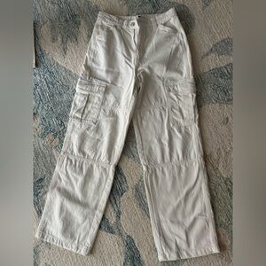 H&M Cream Cargo Pants Cotton Blend Straight Fit